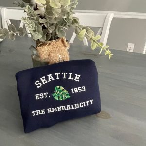 Seattle The Emerald City Embroidered Crewneck