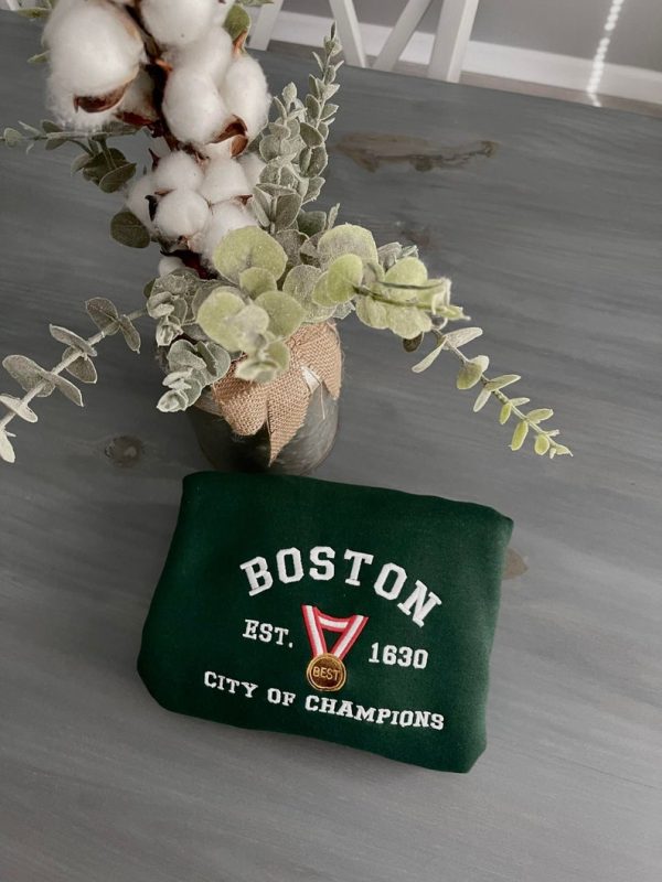 Boston City Of Champions Embroidered Crewneck