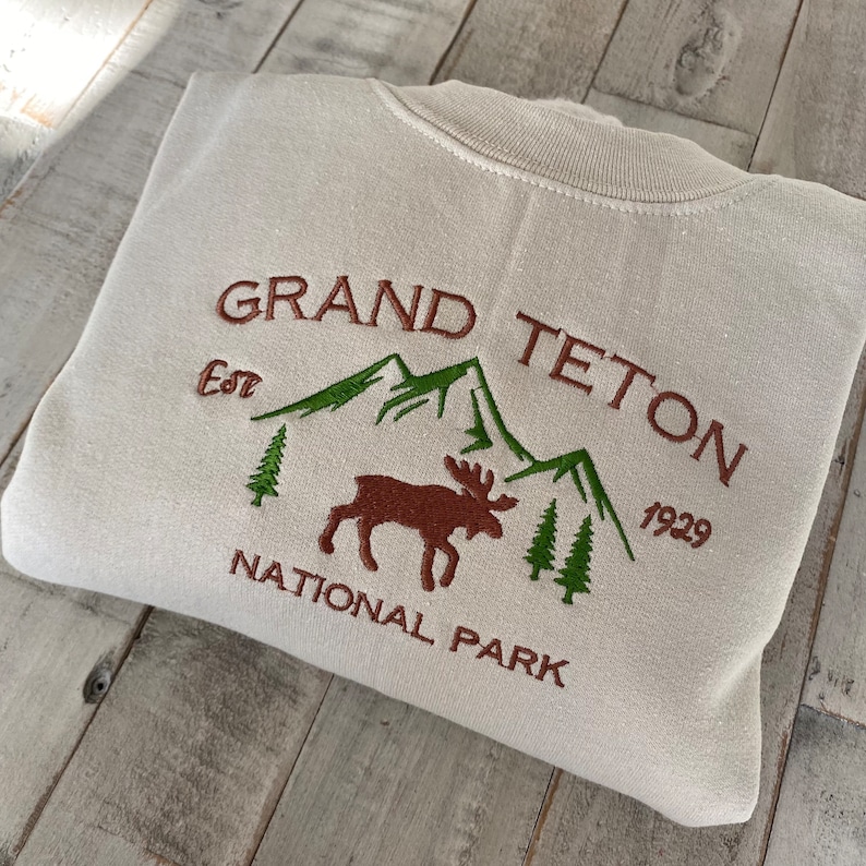 Grand Teton National Park Embroidered Crewneck
